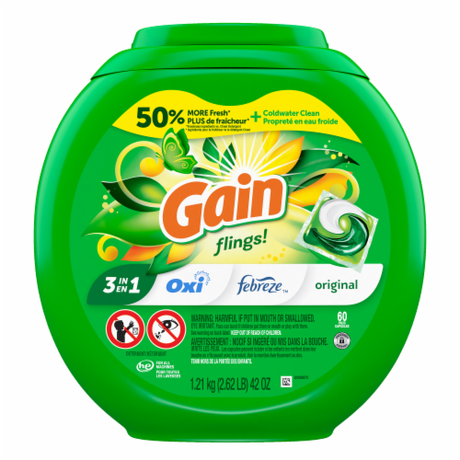 Gain Flings Original Scent Laundry Detergent Pods / Detergente en cápsulas para ropa Gain Flings Aroma Original