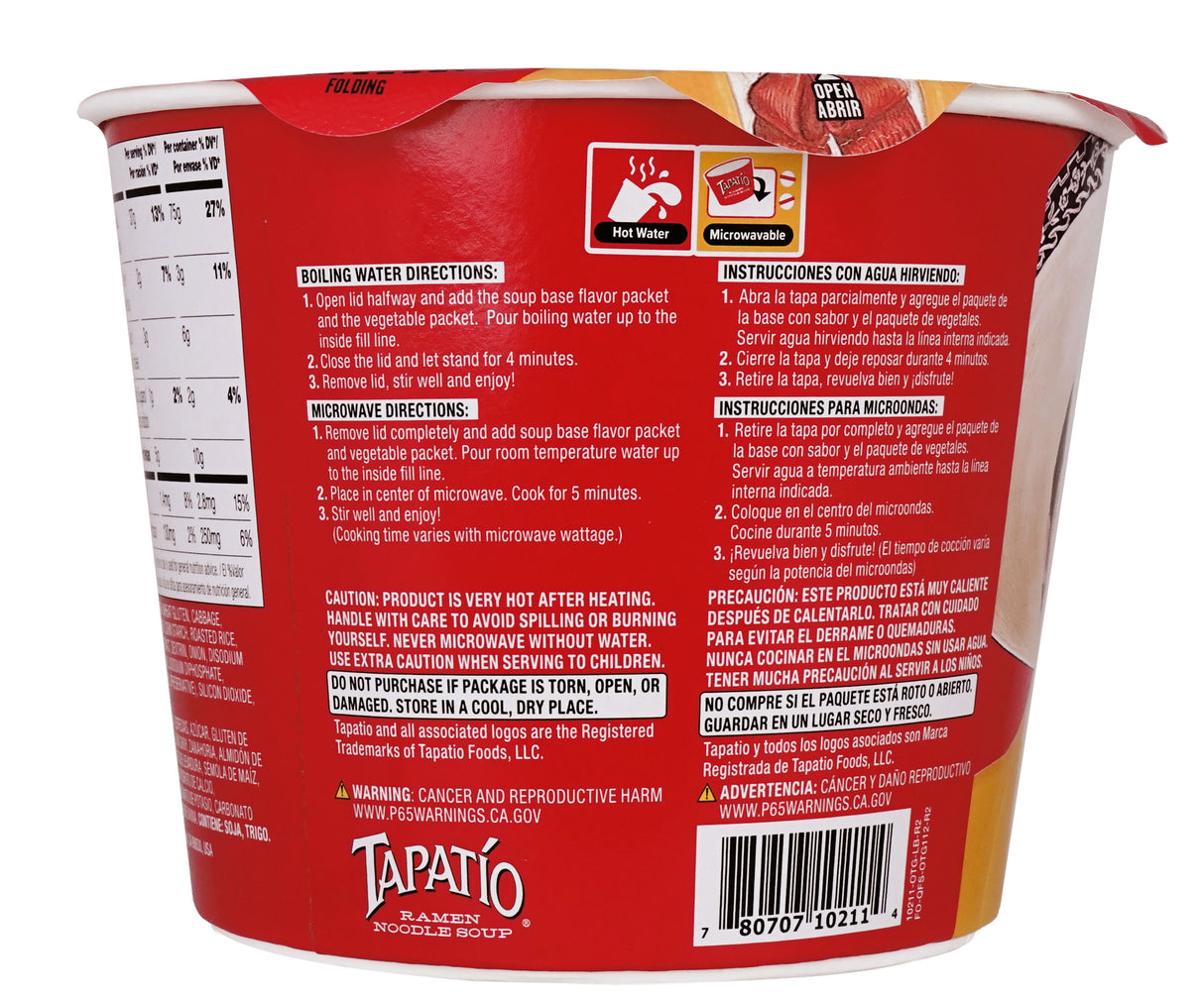 Tapatio Ramen Noodle Soup Extra Spicy / Tapatio Tazón Original de Ramen Picante 3.8 oz