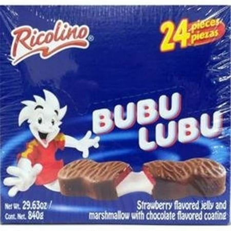 Ricolino Bubu Lubu (malvavisco recubierto de chocolate relleno con gelatina de fresa) 24 piezas. - 29,63 onzas. / Ricolino Bubu Lubu (malvavisco recubierto de chocolate relleno con gelatina de fresa) 24 piezas. - 29,63 onzas.