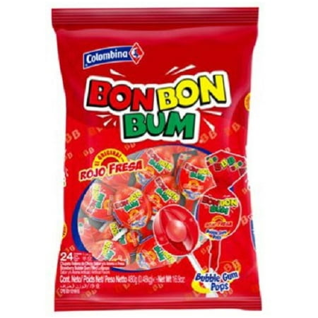 Colombina BON BON BUM Strawberry 24Ct - 16 Oz.