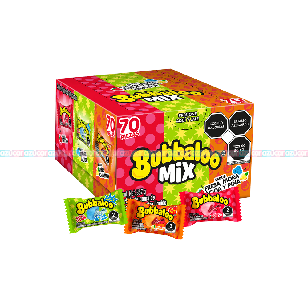 BUBBALOO MIX EXTREME BUBBLE GUM  70 pc /  BUBBALOO MIX CHICLE EXTREMO 70ud