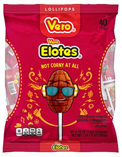Vero Elote - Piruletas - (Fresa con Chile) 40 ct. - 560 g./ Vero Paletas Elote (Fresa con Chile) 40 ct. - 560 gramos. 