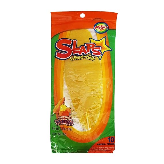 Pigui Mango lollipops 10 u. 3.53 Oz. / 100g. / Pigui Paletas de mango 10 ud. 3,53 onzas. / 100g.