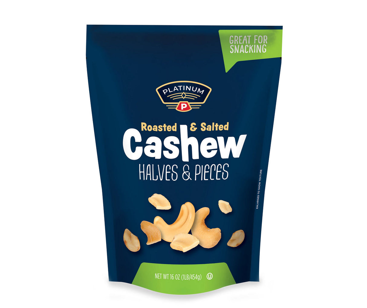 Platinum Roasted Cashew Halves & Pieces 16 oz./Mitades de anacardos asados al platino y Piezas