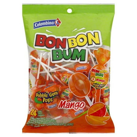 Colombina Bon Bon Bum  Pops Mango 24 ct. - 14.4 Oz.