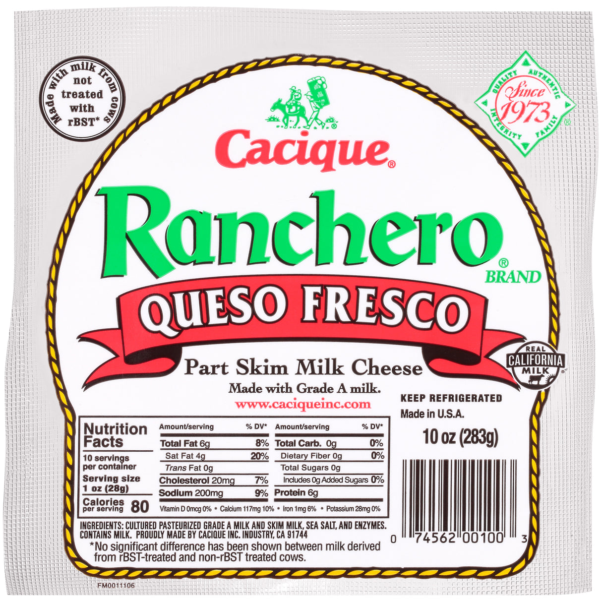 Cacique Ranchero Queso Fresco 10 oz./Cacique Ranchero Fresh Cheese 10oz.