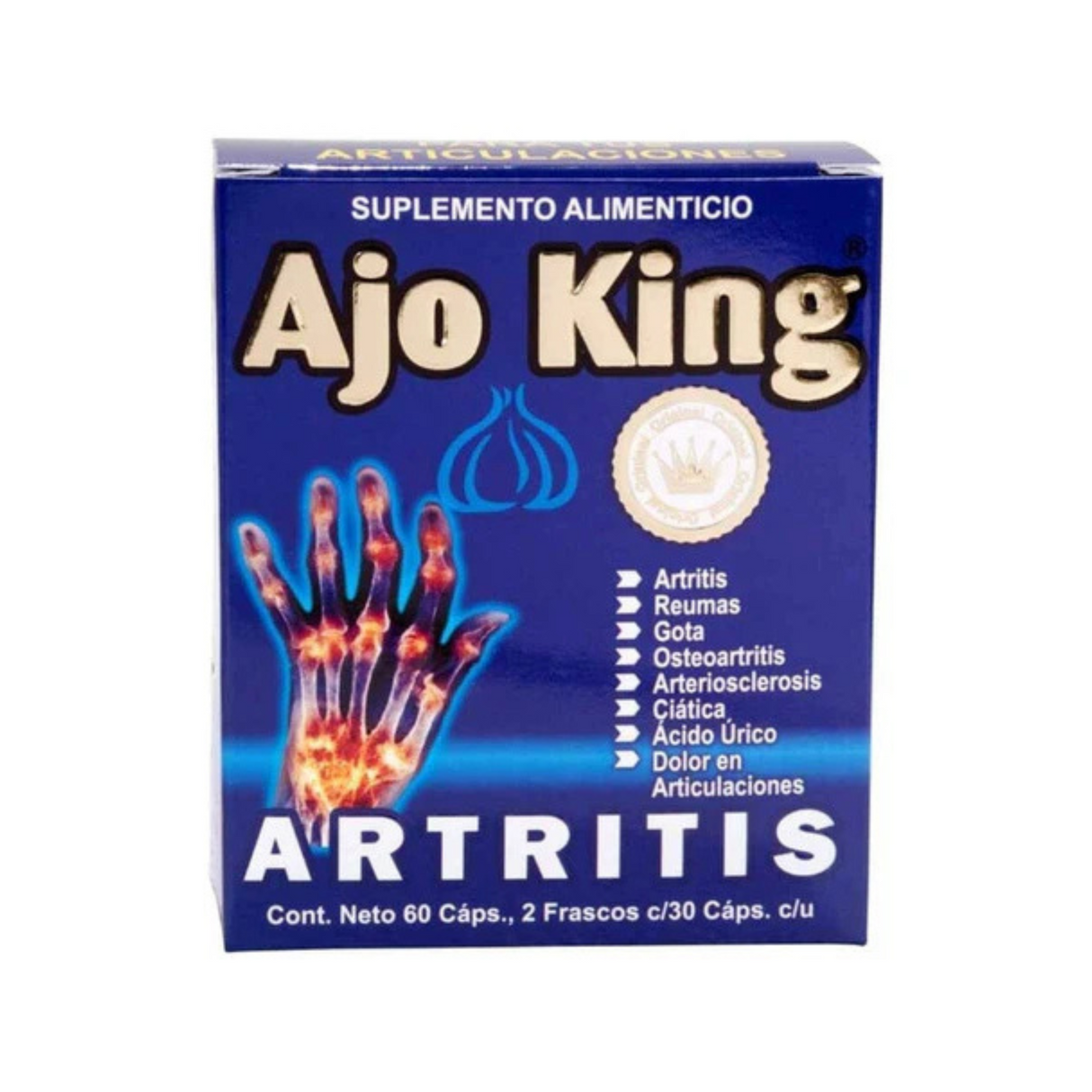 Ajo King Artritis Suplemento Alimenticio 60 caps./Garlic King Arthritis Food Supplement 60cas.