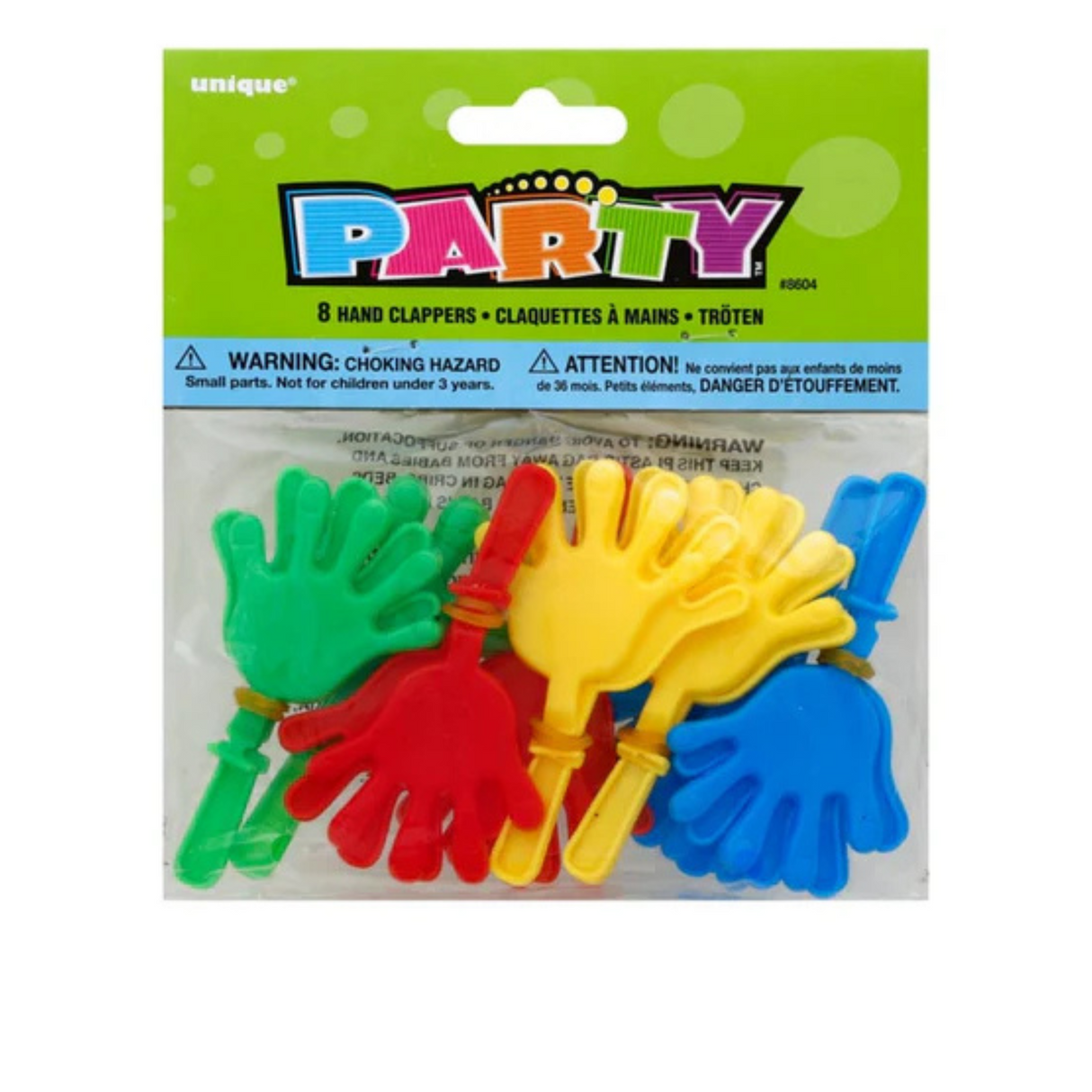 Unique Hand Clappers 8 ct./Clappers de mano únicos 8 qt.