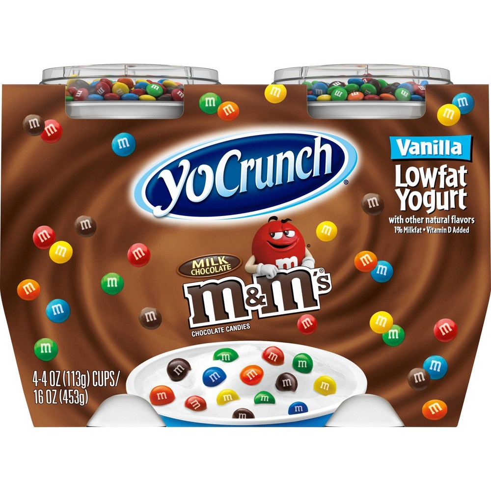 YoCrunch M&amp;M's Yogurt de vainilla bajo en grasa - Paquete de 4 - 16 oz. / YoCrunch M&amp;M's Yogurt de vainilla bajo en grasa - Paquete de 4 - 16 oz.