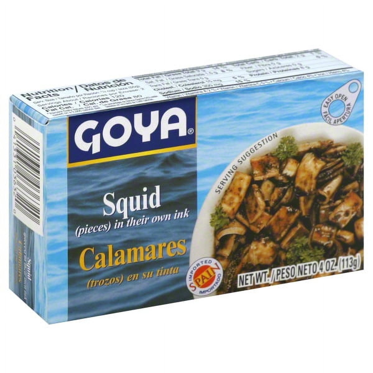 Trozos de Calamar Goya en su Tinta Salsa Picante 4 oz.