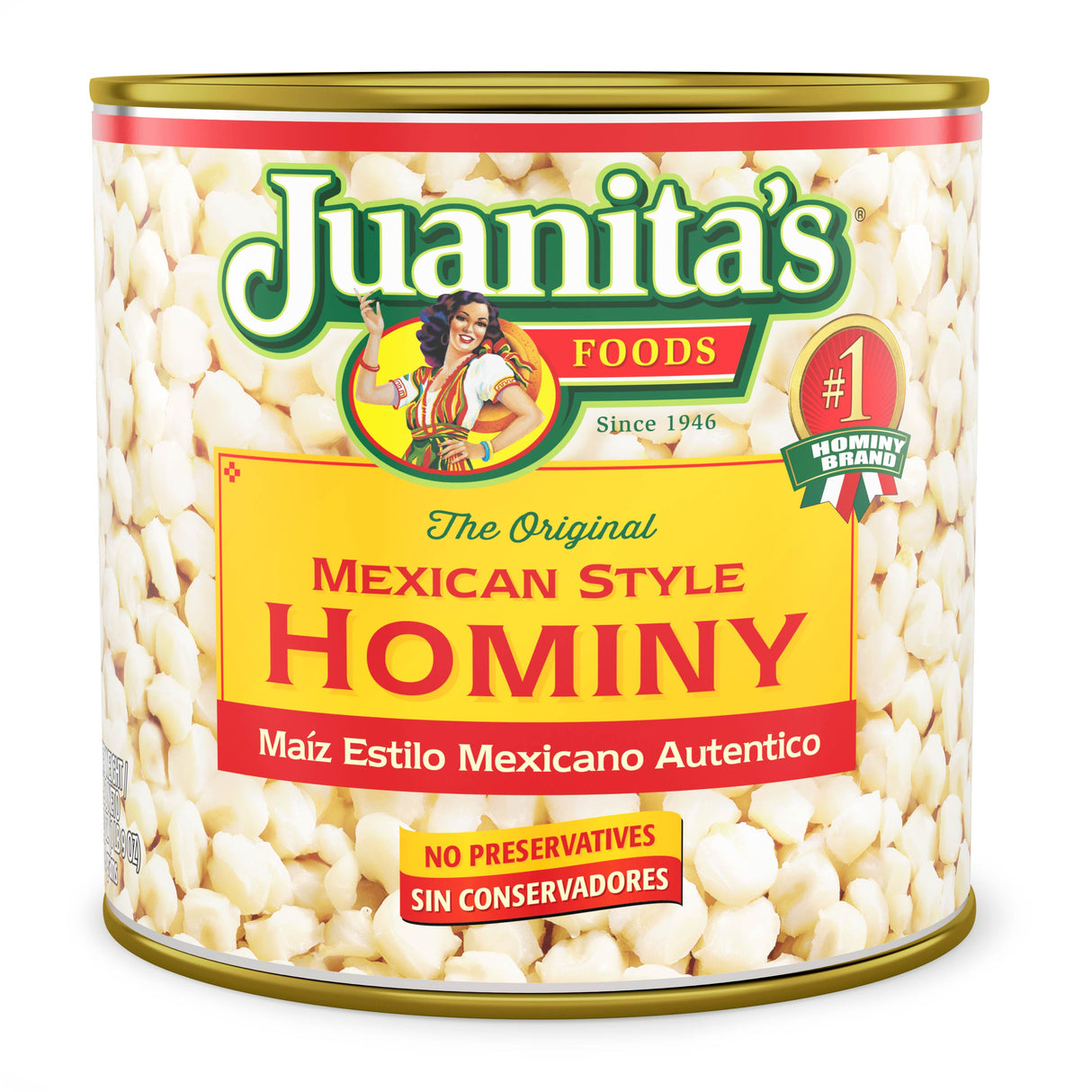 Juanita’s Foods Mexican Style Hominy, 25 oz / Juanita's Foods maíz estilo mexicano, 25 oz,