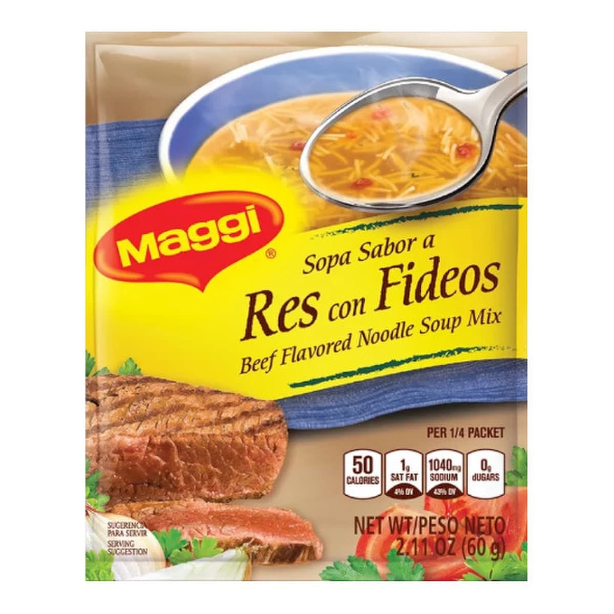Maggi Res Con Fideos 2.11 oz./Maggi Beef with Noodles