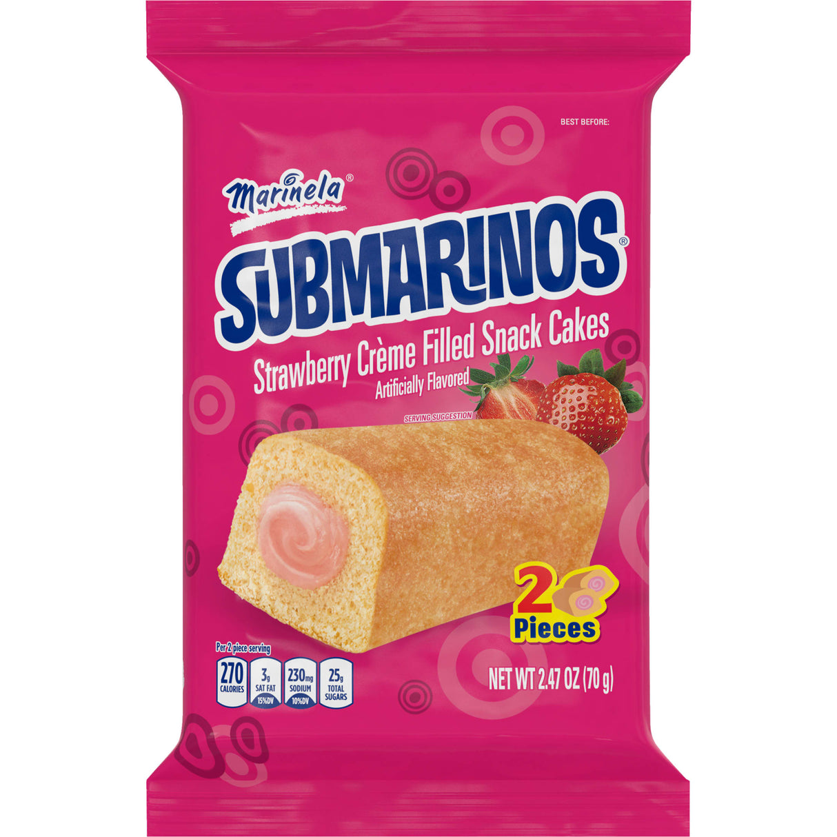Marinela Submarinos Strawberry 2.5 oz.