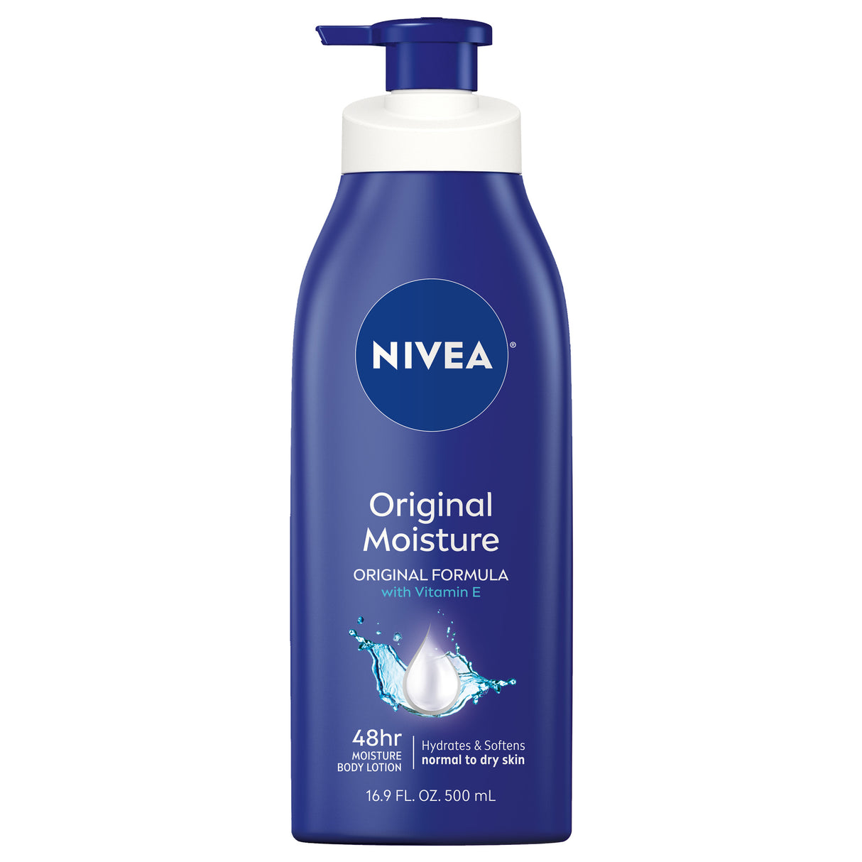NIVEA Original Moisture Body Lotion with Vitamin E, 16.9 Fl Oz Pump Bottle / Loción corporal hidratante original con vitamina E