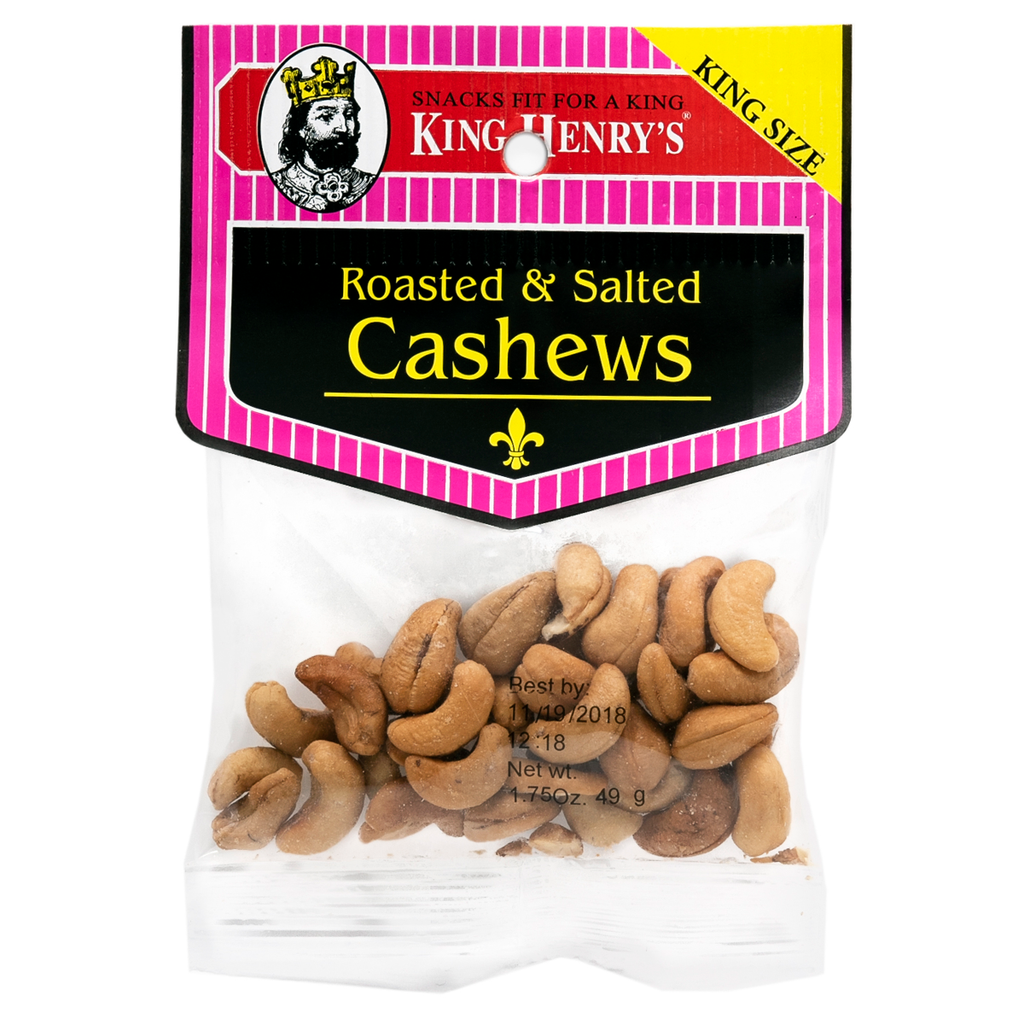 King Henry's Roasted & Salted Cashews 1 oz./Anacardos tostados y salados de King Henry's 1 oz.