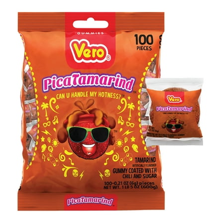 Vero PicaTamarindo (goma masticable cubierta de caramelo picante) 21 oz 100 / Vero PicaTamarindo (goma masticable cubierta de caramelo picante) 21 oz 100 ct. Connecticut.