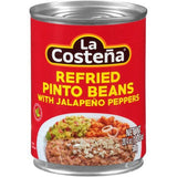 La Costeña refried pinto beans with jalapeño peppers / La Costeña Frijoles Pintos Refritos con Jalapeño