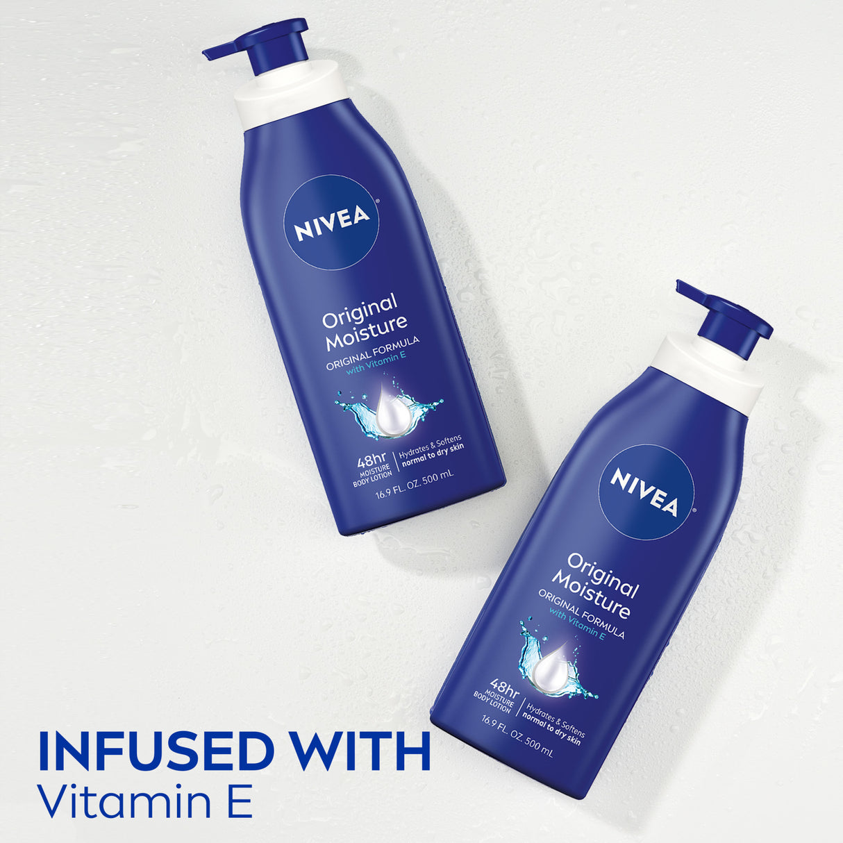 NIVEA Original Moisture Body Lotion with Vitamin E, 16.9 Fl Oz Pump Bottle / Loción corporal hidratante original con vitamina E