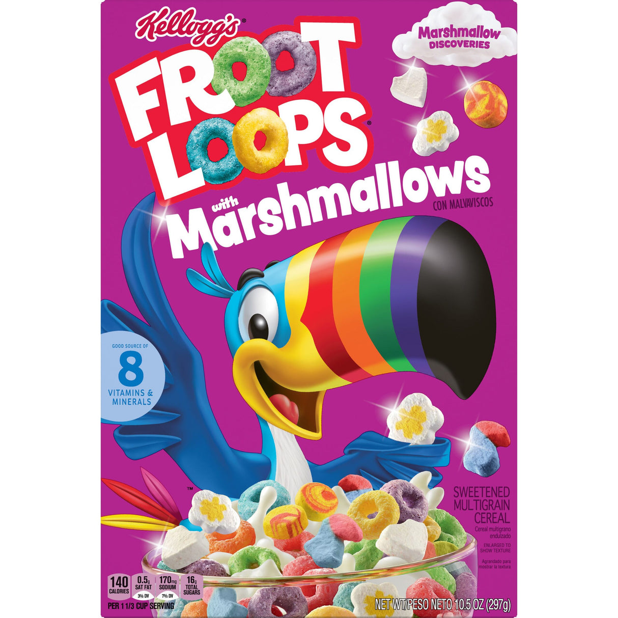 Kellogg's FrootLoops Marshmallows 9,3oz (263g) / Froot Loops con malvaviscos Kellogg's 9.3 oz (263 g).