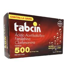 Tabcina Roja Contra La Gripa Efervescente 500 mg. / 2 pestañas.