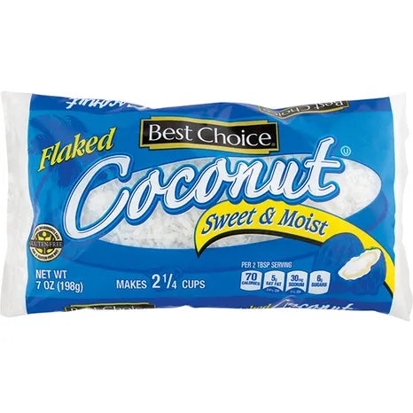 Best Choice Flaked Coconut 7 oz. / 198 g./Coco en hojuelas Best Choice