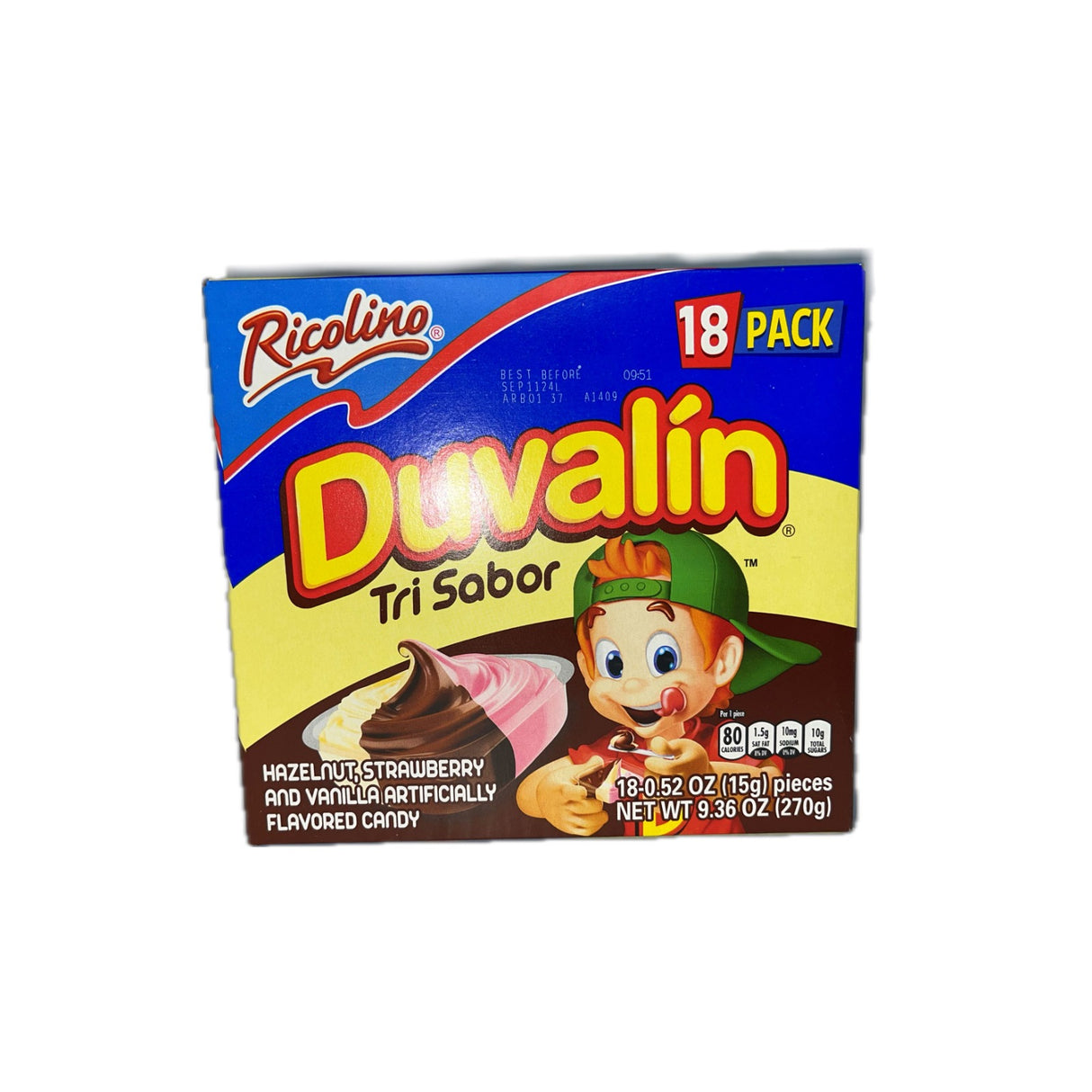 Ricolino Duvalin Tri Sabor 18 Pz. - 9,36 onzas. - 270 gramos. / Ricolino Duvalin Tri Sabor 18 Pz. - 9,36 onzas. - 270 gramos. 