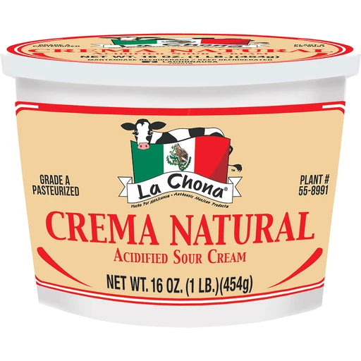 La Chona Crema Natural Acidified Sour Cream 16 oz