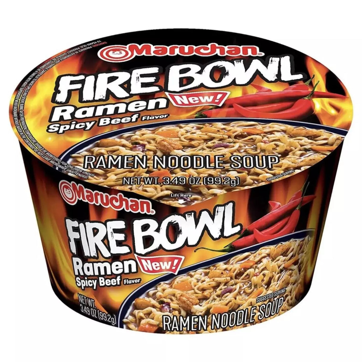 Maruchan Fire Bowl Ramen Spicy Beef 3,49 oz / Maruchan Fire Bowl Carne Picante 3.49 oz.